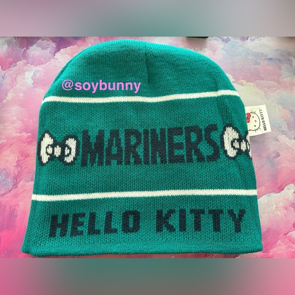 Limited Edition Sanrio Hello Kitty Knit Seattle Mariners Hat (NWOT; Blue) - Picture 4 of 5